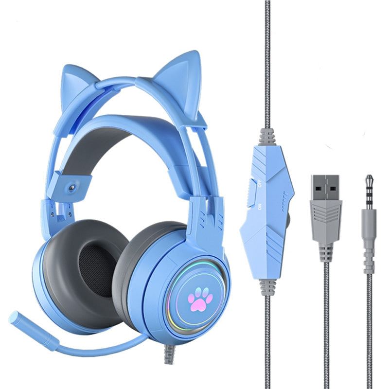 SY-G25 RGB Light Wired Headset Cat Ear Decorated Headphones with Noise Cancelling Mic 3.5mm Gaming Earphones for E-Sports SY-G25 RGB Light Wired Headset Cat Ear Decorated Headphones with Noise Cancelling Mic 3.5mm Gaming Earphones for E-Sports